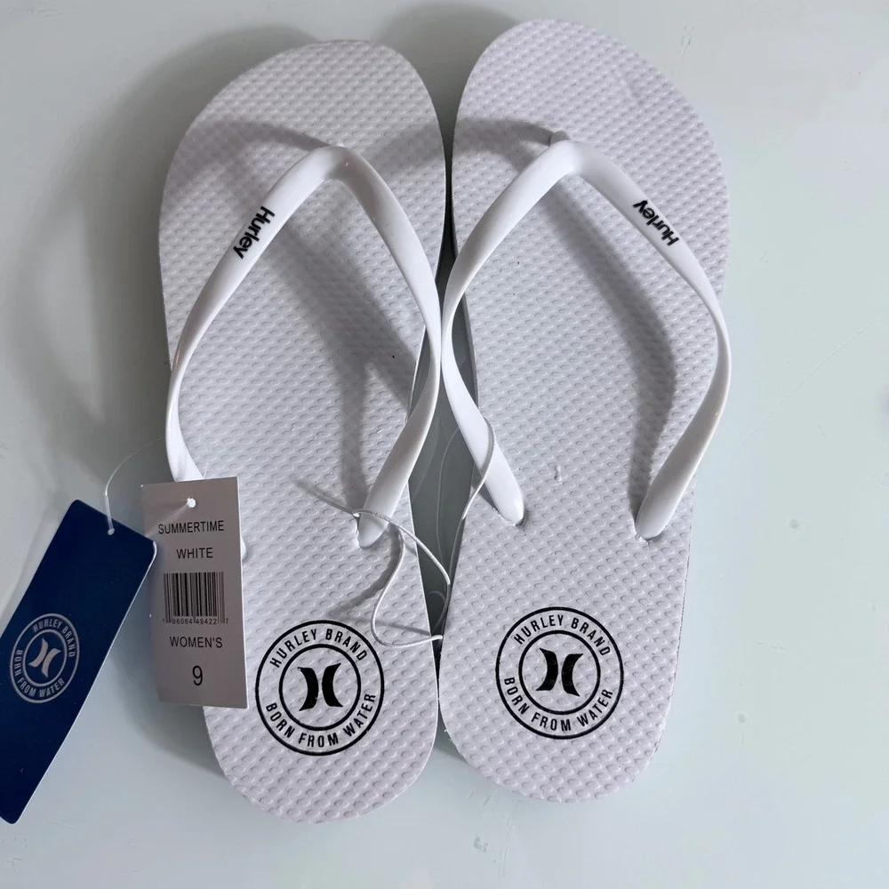 Hurley Summertime Womens White Flip Flop Sandals Size 9 New